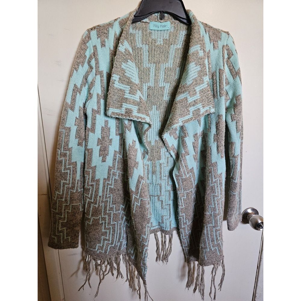 Filly Flairβ Multicolor Open Front Knit Cardigan Size S Equestrian Western